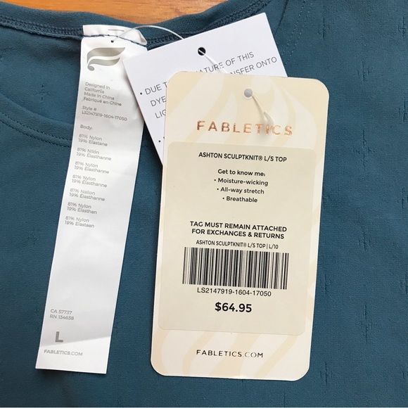Fabletics Blue Ashton Sculptknit Long Sleeve Top, NWT, L - Picture 2 of 11
